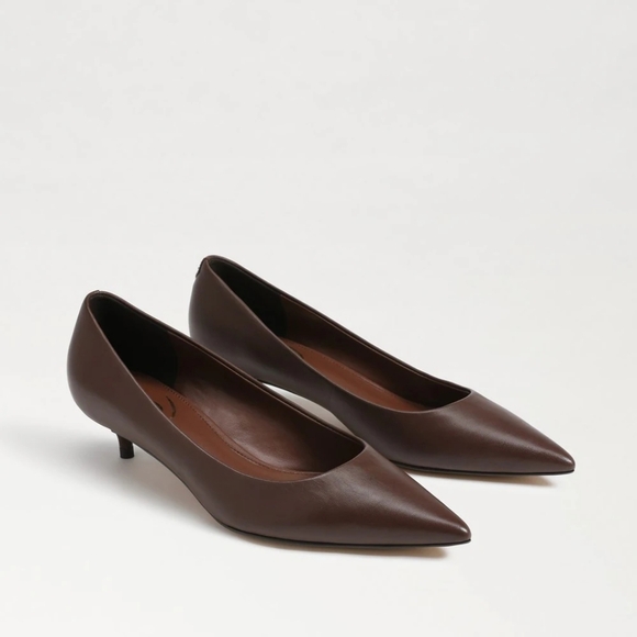Sam Edelman Franci Leather Hickory Brown Kitten Heel Pump Sz 9 $140 - Picture 1 of 9